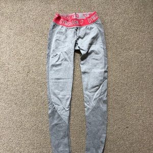 Gymshark Flex Leggings. Grey with pink band.